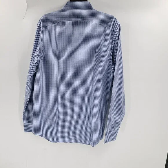 Ministry Of Supply Shirt Mens Large Blue Check Slim Fit Recycled poly Button Up - Picture 8 of 12